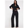 Tezenis Pantaloni Lunghi A Palazzo Tela Suede Touch Donna Nero