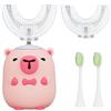 Fiotha Spazzolino Elettrico per Bambini a Forma di U, 360°Spazzolino Elettrico Bambini con 2 Testine in Silicone a Forma di U e 2 Testine per Bambini e Bambine 2-12 anni (A)