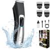 HTC Kit per la cura dei capelli e del corpo e tagliacapelli da uomo, tutto in uno, professionale, completamente lavabile, con filo e senza fili, con rifinitore per capelli e corpo