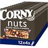Corny Nuts | 48 Barrette ai Cereali, Frutta Secca e Uvetta, 12 Confezioni da 4 Barrette x 24gr, Senza Olio di Palma, Senza Conservanti, Senza Coloranti