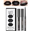 Desing Wish 3 Pezzi Nero Rossetto Lunga Durata Opaco Kit Matte Matita Labbra Rossetti Set Lucidalabbra Matite Labbra Liquido Rossetto Lipgloss Lipstick Trucco Regalo per Ragazza Donna Trucchi