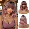 Esmee Parrucca Bob Corta Ondulata Rosa Ombre per Donna con Frangia - 14IN