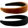 Guiguishiny 2 Cerchietti per Capelli Donna in Velluto Imbottito, Fasce Capelli Vintage Retrò, Cerchietti Morbidi ed Eleganti per Donne e Ragazze, Accessori Capelli Moda (Nero + Marrone)