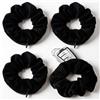 HJZHII 4 elastici per capelli con chiusura lampo, elastici per capelli in velluto con cerniera nascosta, elastici per capelli, morbidi accessori per capelli neri, supporto per coda di cavallo, per