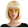 GYIOFAI Parrucche da Festa e Occhiali da Sole per Donne Ragazza, Halloween Bionda Lisci Parrucca Caschetto Bob Corto con Frange Cosplay Sintetico Capelli per Costume Carnevale Festa in Maschera
