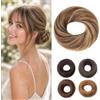 Rich Choices Chignon Finto per Capelli Veri 17g Mini Posticci Chignon Facile per Capelli Updo Messy Bun Liscio Elastico Extension da Donna Ragazze, #4/27 Marrone Cioccolato/Biondo Miele