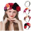 LOPHE Cerchietto Rose Rosse Capelli Fascia Fiori per Bambina Donna per Dia De Los Muertos Halloween Matrimonio Damigella d'Onore Sposa Corona Fiore