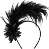 MWOOT Cerchietto Piume, 1920 Fascino Piumato,Nero Copricapo Piume,Fiore Artificiale Accessori per capelli per Cocktail Nozze Festa del Tè Decorazione