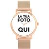 Toff London Regali fotografici personalizzati per donne, display analogico, orologio con movimento al quarzo giapponese con cinturino in rete, orologio inciso su misura