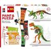 Marabu 0305000000110 - Kids Little Artist Set Dinos, Scatola per Pittura e Puzzle con 2 Figure di Animali, 3 x 36 ml di Vernice, Vegan, per Bambini dai 4 Anni in su