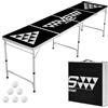 VEVOR Tavolo da Beer Pong Portatile 2,4 m Tavolo Pieghevole Rialzato | con Maniglia da Trasporto e 6 Palline da Pong, Altezza Regolabile, Leggero Portatile per Casa, Ufficio, Campeggio, Nero