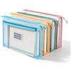 Foonary Busta, 4 buste con cerniera a doppio strato, sacchetto di plastica | A4 - Custodia trasparente per ufficio e viaggio, colore: blu, verde, rosa, giallo