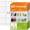 Printation 6000 Etichette adesive (70x67,7mm) stampabili - Printation | 500 fogli A4 con 3x4=12 etichette per indirizzi, adesivi per spedizioni 70x67mm - per stampanti laser e inkjet