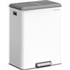 SONGMICS Cestino da Cucina, 2 x 30 L, Pattumiera Doppia per Raccolta Differenziata, Secchi Interni, Acciaio, Coperchio a Chiusura Morbida, Pedale Ampio, Bianco Nuvola LTB556W02