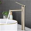 SHANFO Rubinetto Bagno Lavabo Alto, Miscelatore Lavabo Bagno Girevole a 360°, Monocomando Rubinetto Lavandino Bagno, Rubinetto per Lavabo, Oro Spazzolato, 7M4OK-T