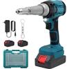 Auveach Rivettatrice a Batteria Compatibile con Makita 21V Rivettatrice Elettrica Automatica Brushless 20.000 N per Rivetti da 2,4/3,2/4,0/4,8 con 2 Batterie 3 Adattatori