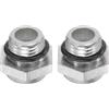 QUARKZMAN 2Pz Vetro Spia Olio Compressore Aria 12 x 1.25mm Filettatura Maschio Indicatore Plastica Livello Vista Liquido Lega Alluminio Testa Esagonale Finestra con O-Ring Raccordi, Argento