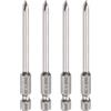 QUARKZMAN 4Pz #2 Punte Cacciavite Phillips PH2 1/4 Gambo Esagonale 3 (75mm) Lungo 4mm Asta Punta Trapano a Croce Magnetiche acciaio S2 Inserti per Avvitatore Industriale, Grigio