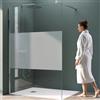 Mai & Mai Box Doccia Walk-In 140x200cm, Parzialmente Smerigliato 10mm,BRAM3 | Parete Doccia, Braccio di Sostegno 70-120cm, Vetro di Sicurezza ESG con Rivestimento Nano Bremen02MS
