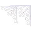 Sungmor, 2 staffe decorative resistenti per scaffali, staffe decorative vintage vittoriane in ghisa, robuste staffe angolari in metallo bianco a forma di L, staffa per mensola galleggiante da parete
