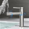 VirtuGro Rubinetto Bagno Lavabo 360° Girevole Miscelatore Lavabo Bagno | Rubinetto Monocomando Fredda e Calda Rubinetto per lavabo con Cartucce in Ceramica in Acciaio Inox Spazzolato Argento