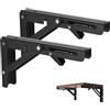 Vebetter 200mm Staffa Pieghevole, 2Pcs Mensola Pieghevole, Staffe Mensole Pesanti, Supporto Da Parete In Metallo Nero, Per Garage, Cucina, Camera Da Letto, Supporto Tavolo Staffe Carico Massimo 50KG.