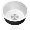 TYLAOXIAO Lavello Cucina Bianco,Lavandino Piccolo 1 Vasca,Lavabo Cucina In Acciaio Inox,Lavabo Rotondo con Set Di Drenaggio,Installazione Appoggio o Sottopiano (Ø 42cm)