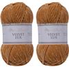 Utopia Crafts Velvet Lux Chenille Super Soft Chunky Yarn for Knitting and Crochet 2x 100g (Warm Brown)
