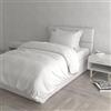 Italian Bed Linen Set Copripiumino 100% Cotone Natural Color, Made in Italy - Parure Copri Piumino - Sacco Piumone 150x200 cm con Doppia Patella e Federa Cuscino, Singolo, Bianco/Bianco