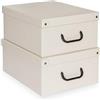 Lavatelli Set 2 Scatole Armadio Portaoggetti con Coperchio - Organizer Cambio Stagione in Cartone 32x42x17,5 cm Beige - Made in Italy, Resistenti, Facili da Montare, con Maniglie