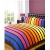 Rapport Home Rapport, Soho Set Copripiumino, a Strisce Multicolore Blu Viola Arancione Giallo Verde, Taglia Unica - Biancheria da Letto