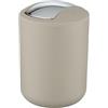 WENKO Portarifiuti con coperchio basculante Brasil S taupe - infrangibile Capacità: 2 l, TPE, 14 x 21 x 14 cm, Tortora