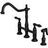Kingston Brass KS1270ALBS Heritage - Rubinetto centrale da cucina, 20 cm, colore: nero opaco, con becco a portata di erogazione