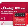 Shelly 1PM Mini Gen3, Relè Intelligente WiFi e Bluetooth, 1 Canale, 8A, Misurazione di Potenza, Domotica, Controllo Remoto, Alexa e Google Home, iOS Android, Nessun Hub Necessario