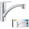 GROHE QUICKFIX Start Rubinetto Miscelatore Monocomando per Lavello, Cromo, Bocca girevole, Strumento di Installazione Incluso