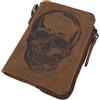 Myledershop Portafoglio in Pelle di Bufalo Con Motivo Teschio, Protezione RFID e NFC - Cognac, Taglia Unica, Rétro