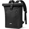 YOKGO Zaino da Viaggio, Zaino Rolltop Backpack per Laptop Porta PC 15,6 Pollici, Zaino Università Zaini Antifurto Espandibile 18-25L per Donne Uomini Zainetto Daypack Casual per scuola, Lavoro Nero