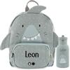 Upstitch Studio Trixie: Zaino e Borraccia per Bambini, per l'Asilo e Chitarra, Personalizzato con Nome, Squalo, Set: Rucksack BIG + Flasche