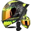 ARMAAN Casco Moto Modulare Apribile, Integrale Omologato DOT Con Doppia Visiera E Lente Colorata — Predisposto Per Sistema Bluetooth