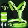 GAOUTO Giubbotto di sicurezza a LED, ricaricabile, con 2 fasce riflettenti, gilet catarifrangente regolabile, gilet di sicurezza per bambini, per jogging, trekking, passeggiate con il cane