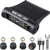ESLOYSUN TPMS Sistema di monitoraggio Wireless della Pressione dei Pneumatici Solar Car Tire Monitor 6 modalità di Allarme Monitor con Carica Solare e USB, Include 4 Sensori di Protezione