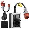 dé Wallbox 22kW Trifase 32A con APP e Scheda RFID, con Set di Adattatori da Viaggio, Colonnina Ricarica Auto Elettrica 22kW, per ID.4 ID.5, Model Y, Model 3, e-up, e-208 e Altri EV e PHEV