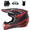 Senhill Casco da Motocross ATV Offroad Casco Dirt Bike per Adulti Giovani unisex Casco da moto con Guanti Occhiali Maschera