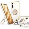 XYZ Cover per Samsung Galaxy S22 con Cordino, Bianco | Custodia con Doppio Anello a Forma di Cuore e Supporto - Custodia Protettiva Lussuosa per Ragazze e Donne