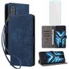IUQXU Cover per Cubot X70 Libro con Vetro Temperato BL | Blocco RFID,Antiurto,Slot Carte,Supporto,Kickstand,Magnetica,Flip Custodia in Pelle Portafoglio per Cubot X 70