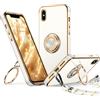 XYZ Cover per iPhone X/XS con Cordino, Bianco | Custodia con Doppio Anello a Forma di Cuore e Supporto - Custodia Protettiva Lussuosa per Ragazze e Donne