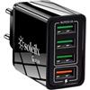 soleilx Caricatore USB da Muro 40W, 4 Porte con QC 3.0 Carica Rapida, Caricabatterie Multiplo per iPhone 15 14 13 12 11 X, Samsung S21 S20 A71 A51, Xiaomi, Huawei, Presa USB Universale