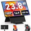 Bunosdias Kwumsy Monitor Portatile Per Laptop 23.8 Pollici - 1080P FHD 100Hz Doppio Schermo PC Portatile Per All Laptop, Schermo Pieghevole con Rotazione 90° Altezza Regolabile, Plug & Play USB-C/HDMI