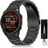 SeNool QuickFit 26mm Cinturino Compatibile con Garmin Enduro 3/Fenix 8 51mm/tactix 7 Amoled/Fenix 7X Pro Solar/Fenix 7X, Metallo Bracciale Compatibile con Garmin Fenix 6X GPS/Fenix 5X GPS - Nero