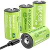ENEGON 4 batterie ricaricabili C/LR14, 1,5 V, 7200 mWh con cavo di ricarica rapida USB-C - Ideale per lettori CD, radio, torce, luci da campeggio/emergenza, giocattoli per bambini
